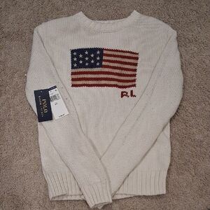 Ralph Lauren Cream Sweater with American Flag